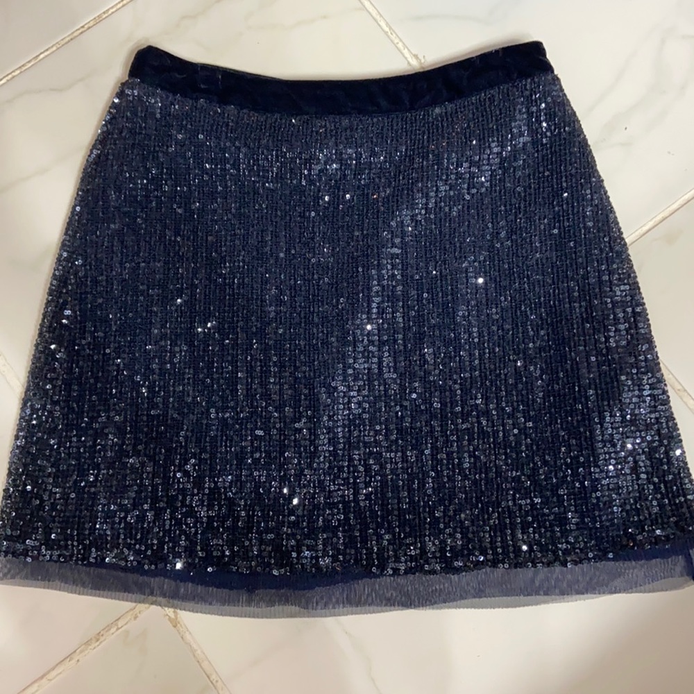 Free people navy sequin skirt Sz 4